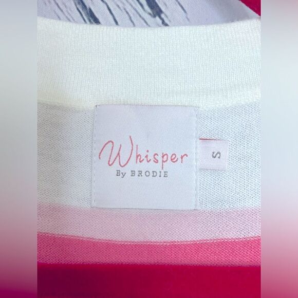 Whisper By Brodie V-Neck Long Sleeve Pullover Sweater Colorful Stripes Size S - Picture 3 of 6